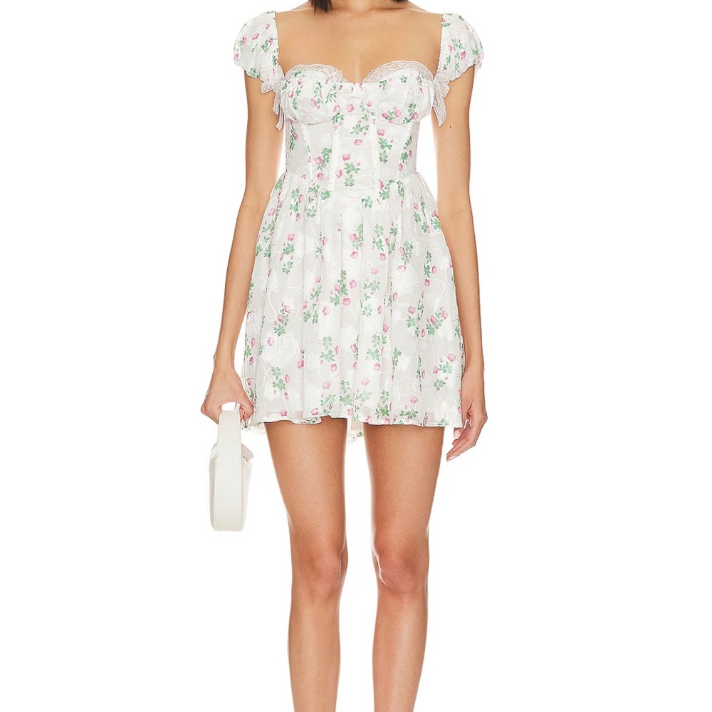 NWT FOR LOVE & LEMONS Remi mini dress in white and pink floral small
